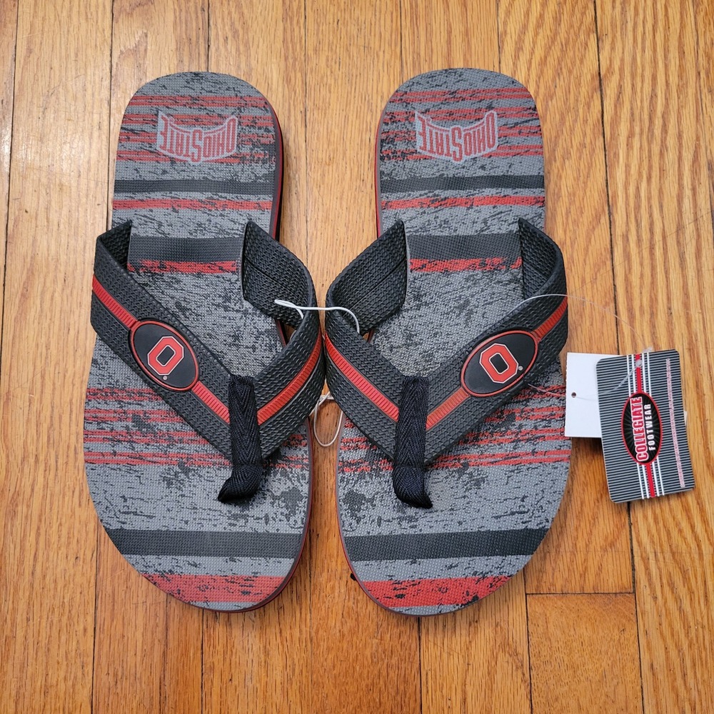 Ohio State Buckeyes Collegiate Footwear M 9 10 Flip Flops Sandals‎ Football